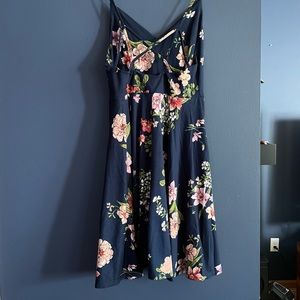 Soprano Navy Blue Floral Dress XS